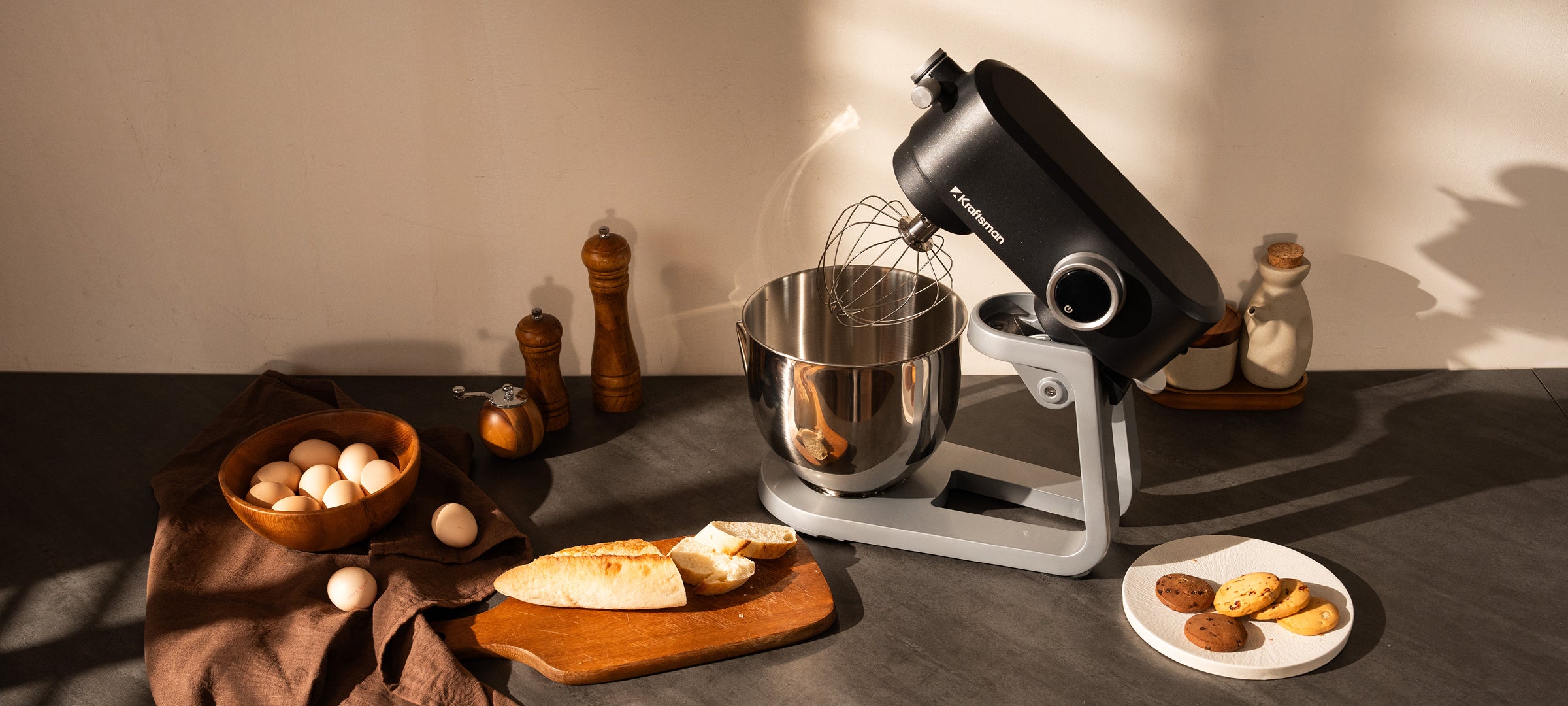 Kraftsman K8 mixer being used to make pasta